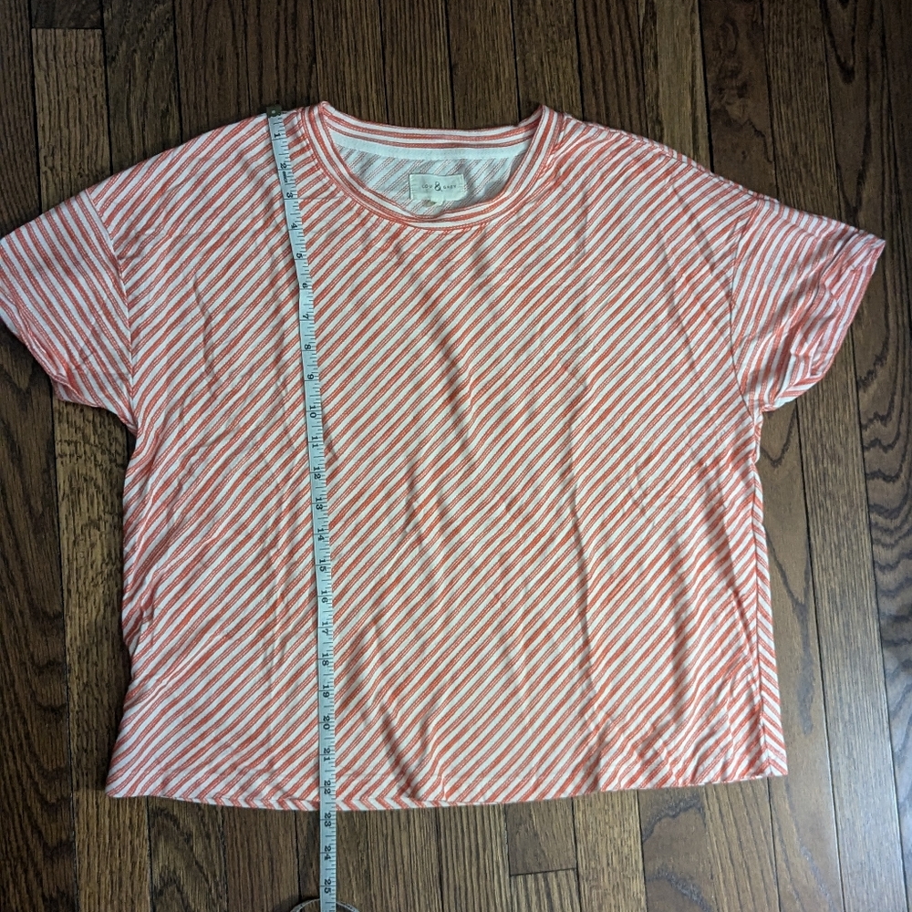 EUC Lou & Grey boxy fit crewneck t-shirt with textured vivid orange stripes - Picture 6 of 7